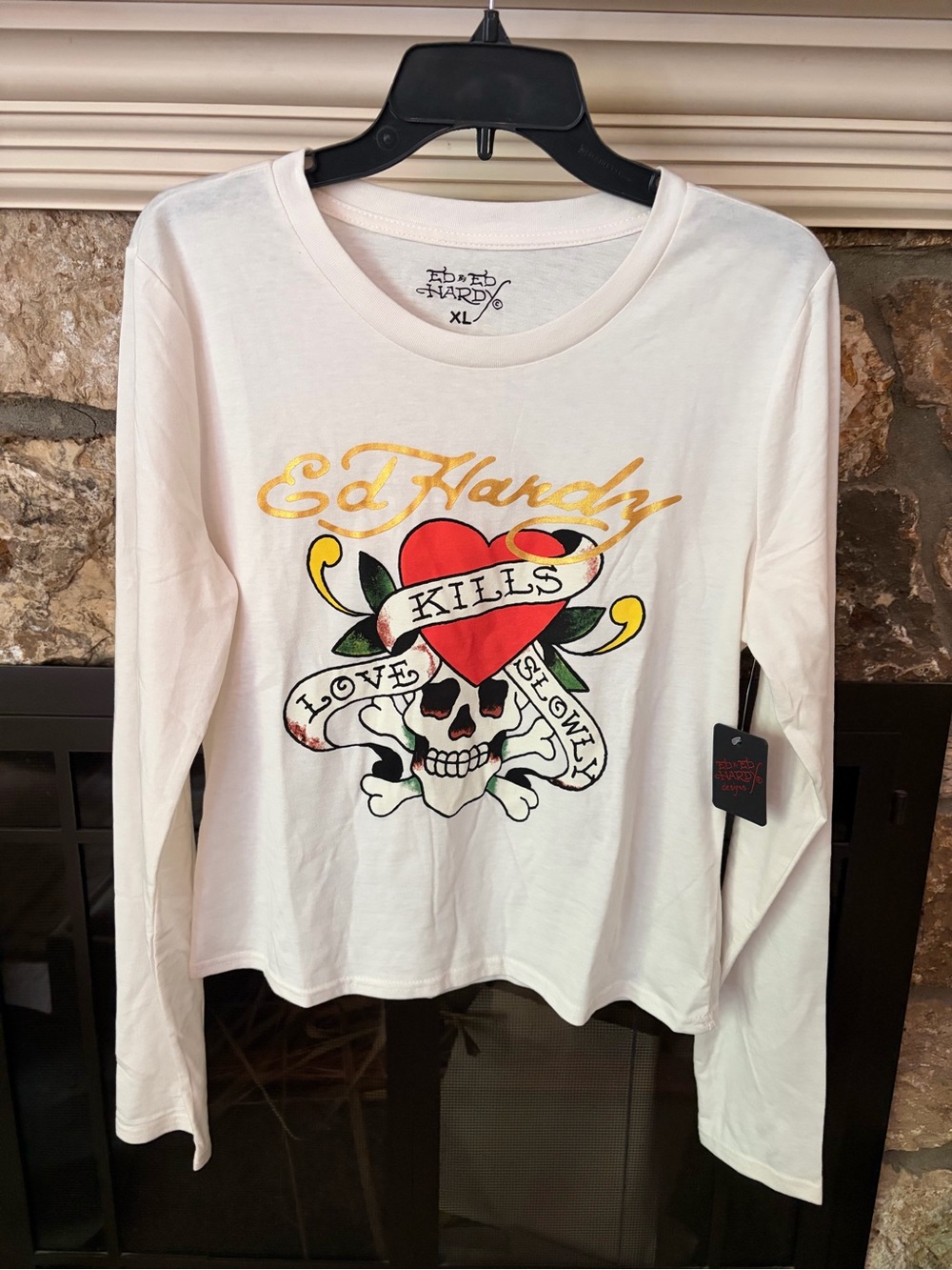 NWT Ed Hardy “Love Kills Slowly” graphic long sleeve tee shirt size XL